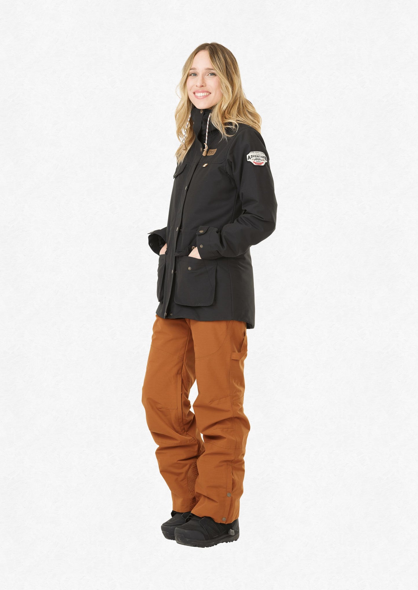 Picture Women's Kate 10K Waterproof Ski and Snowboard Jacket Black Front Model Full Profile