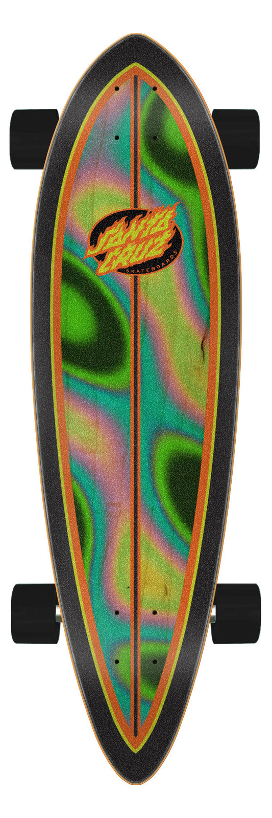 Santa Cruz Oval Flame Lava Dot 9.20in x 33in Pintail Longboard Complete