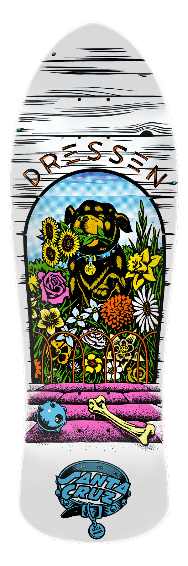 Santa Cruz Dressen Pup Reissue 9.5in x 29.44in Shaped Skateboard Deck