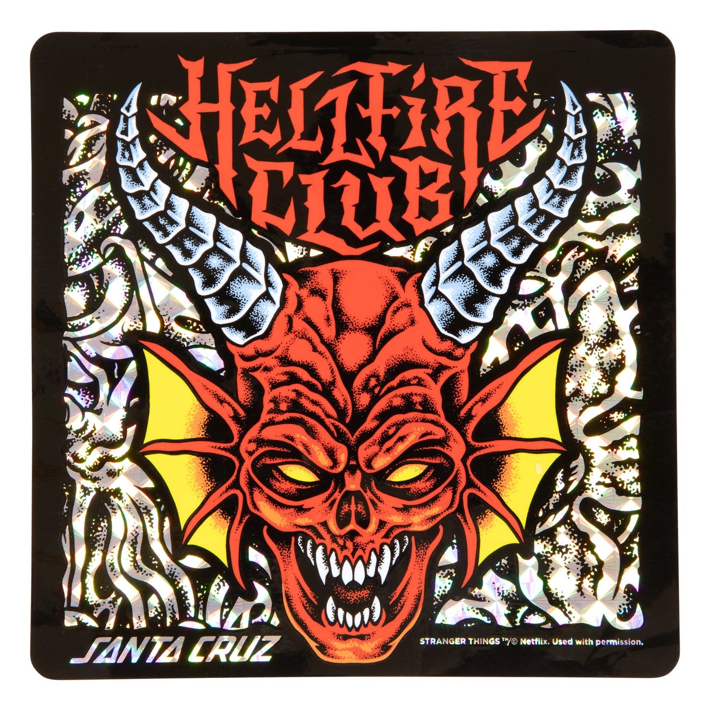 Santa Cruz x Stranger Things Hellfire Club Flames 9.0in x 32.00in Skateboard Deck