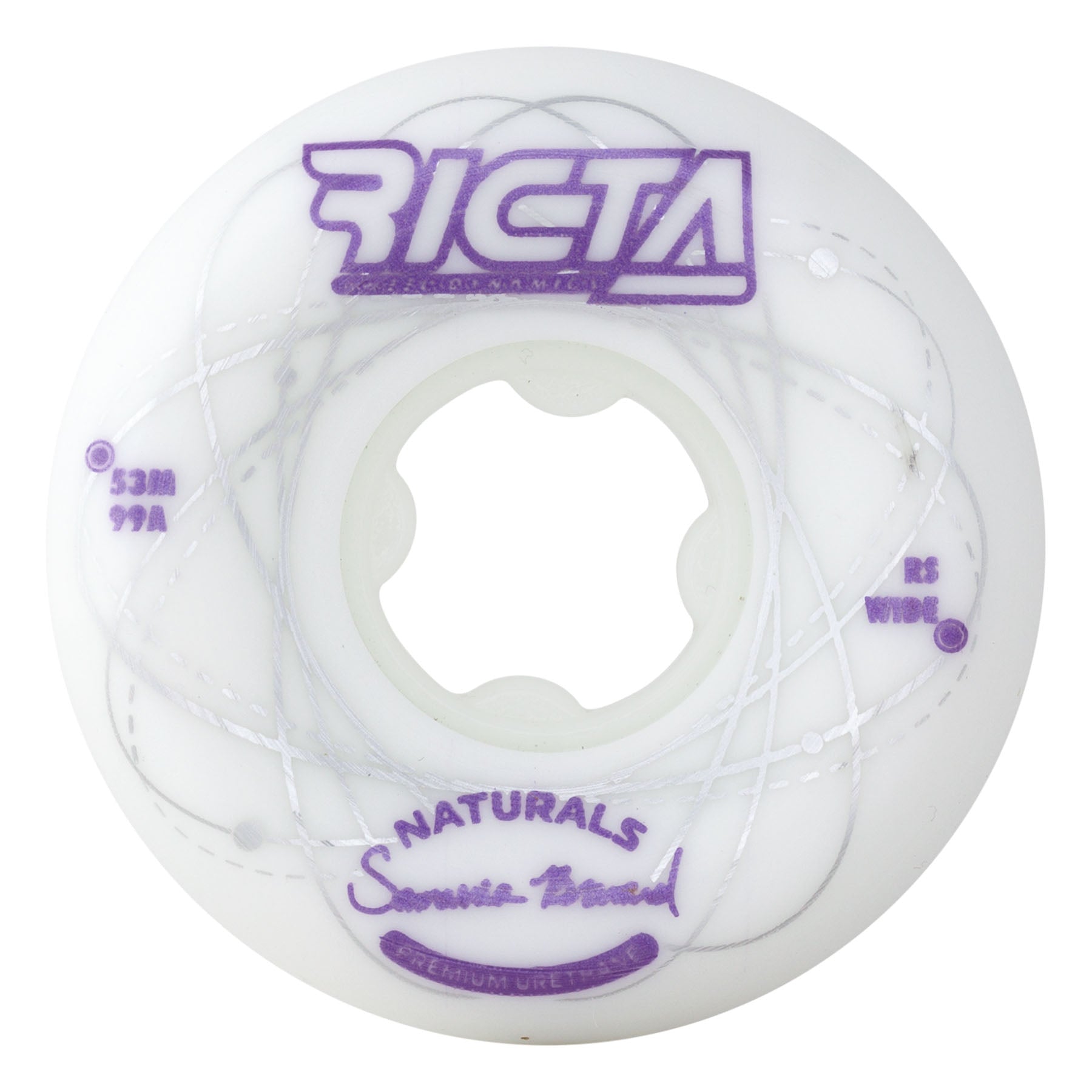 Ricta Wheels 53mm 99a Brevard Orbital Naturals White Purple Wide Skateboard Wheels (Set of 4)