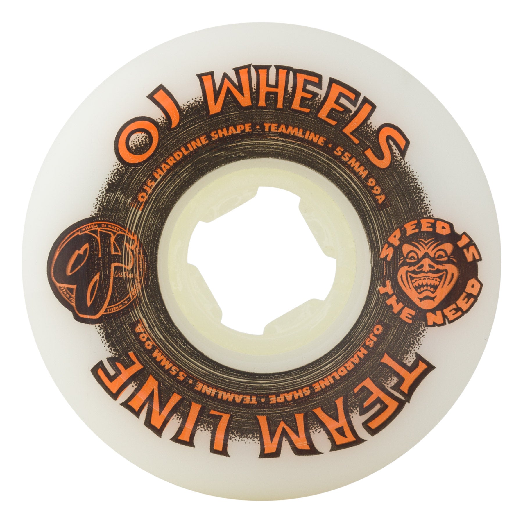 OJ Wheels 55mm 99a Team Line Original White Black/Orange Hardline Skate Wheels