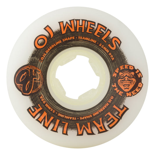 OJ Wheels 55mm 99a Team Line Original White Black/Orange Hardline Skate Wheels