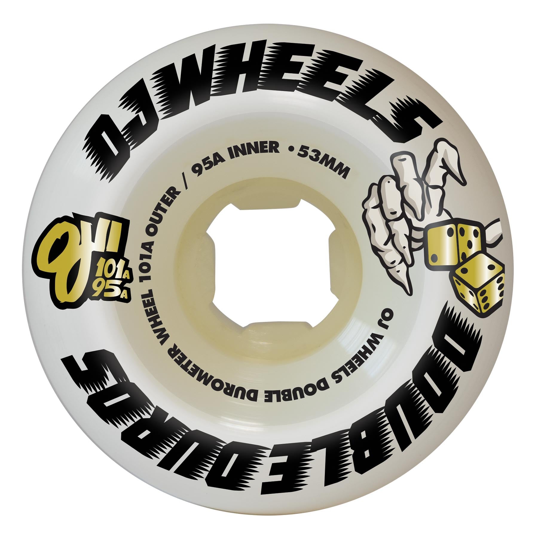 OJ Wheels 53mm 101a/95a Double Duro White Mini Combo Skate Wheels