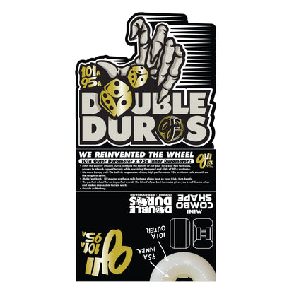 OJ Wheels 53mm 101a/95a Double Duro White Mini Combo Skate Wheels