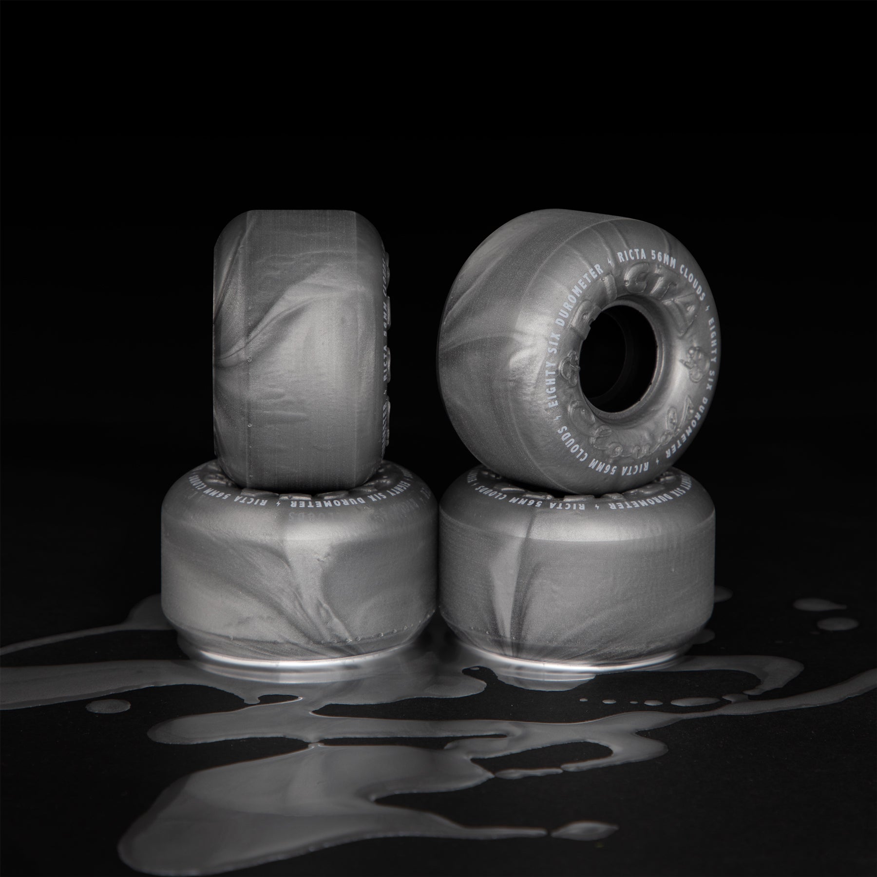Ricta Wheels 56mm 86a Clouds Metallic Silver Skateboard Wheels (Set of 4)