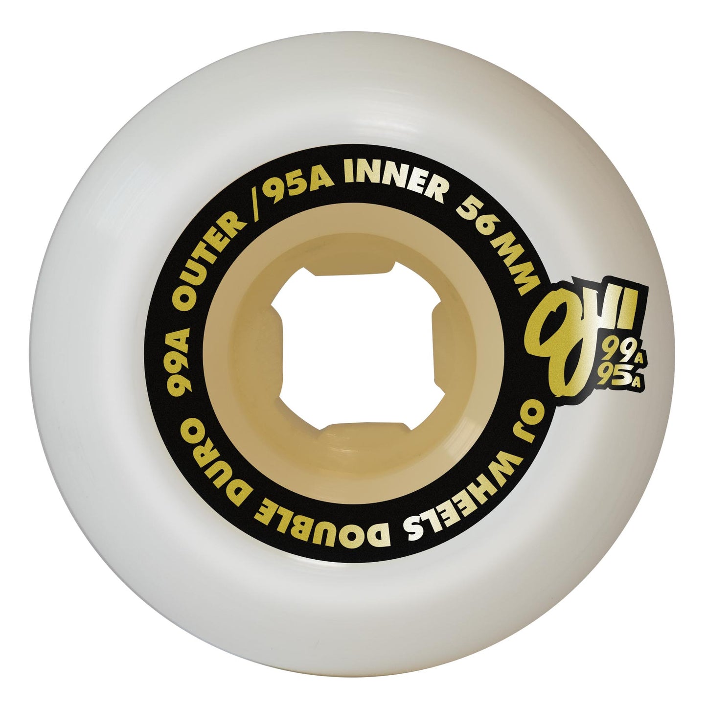 OJ Wheels 56mm 101a/95a Double Duro White Gum Chubbies Skateboard Wheels