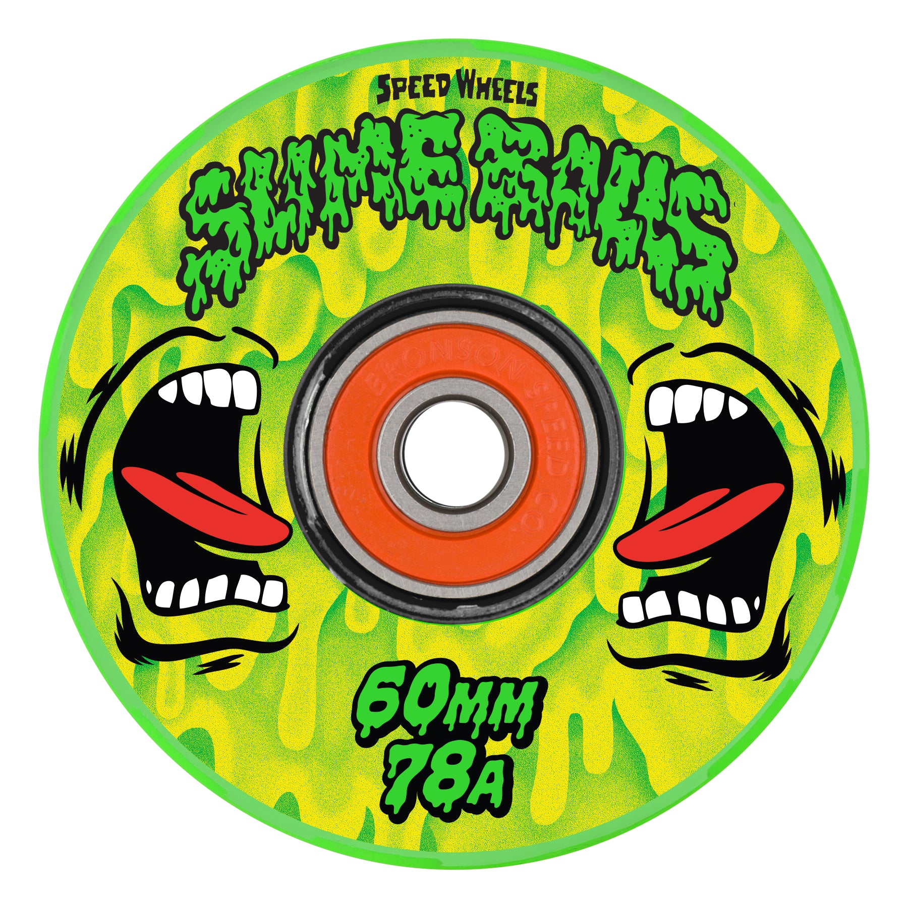 Slime Balls 60mm 78a Screaming Slime Light Ups OG Slime Green Yellow Skateboard Wheels