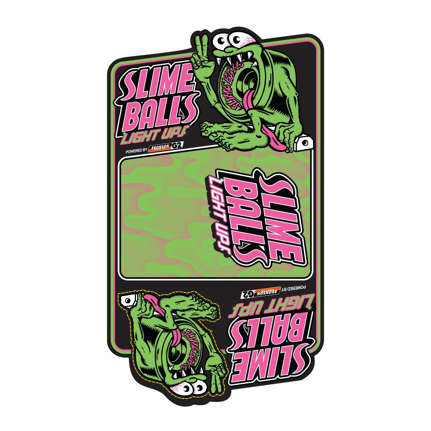 Slime Balls 60mm 78a Screaming Slime Light Ups OG Slime Green Yellow Skateboard Wheels