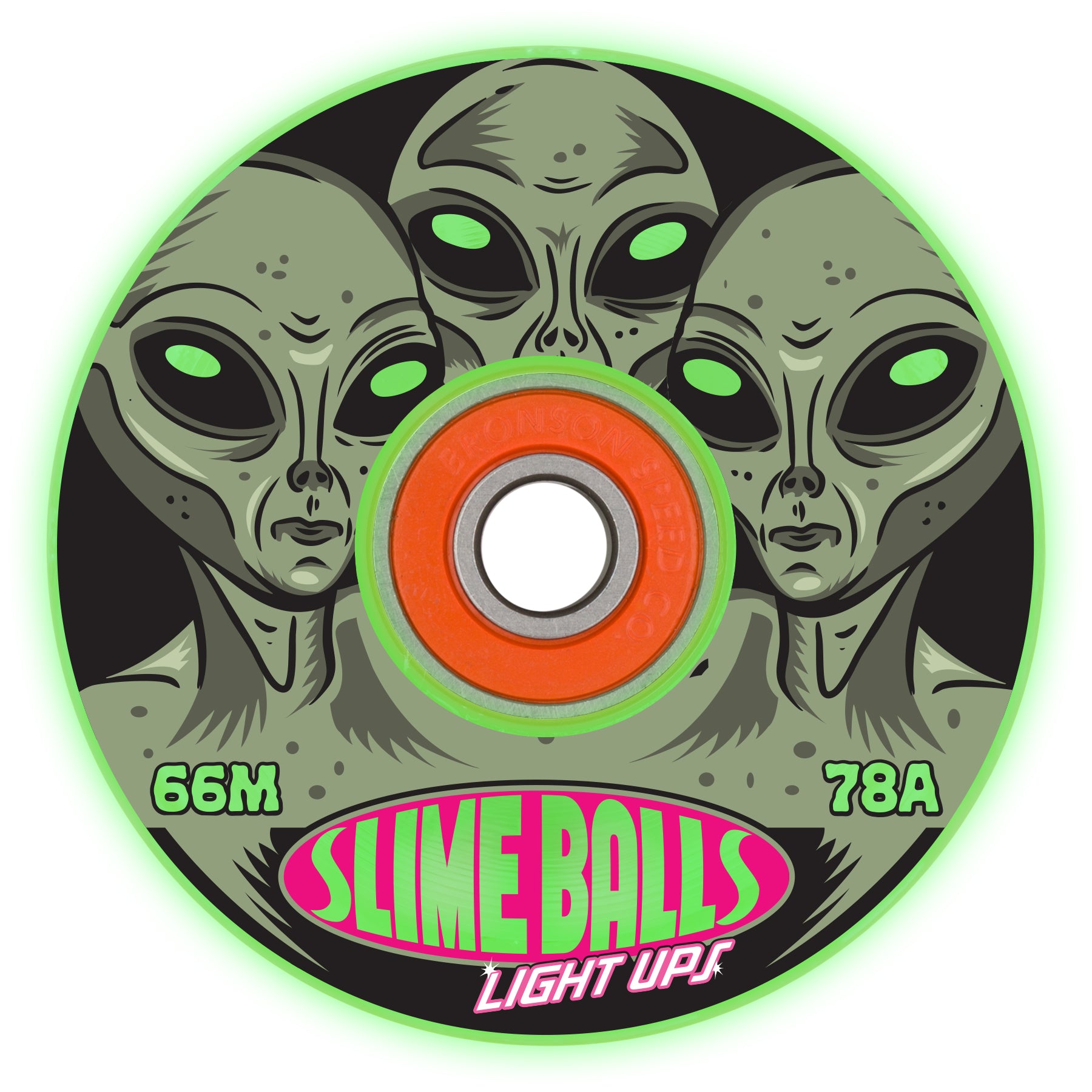 Slime Balls 66mm 78a Friends of Planet 9 Light Ups OG Slime GITD Longboard Wheels