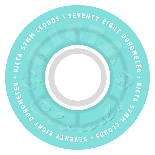 Ricta Wheels 57mm 78a Clouds Transparent Aqua White Skateboard Wheels