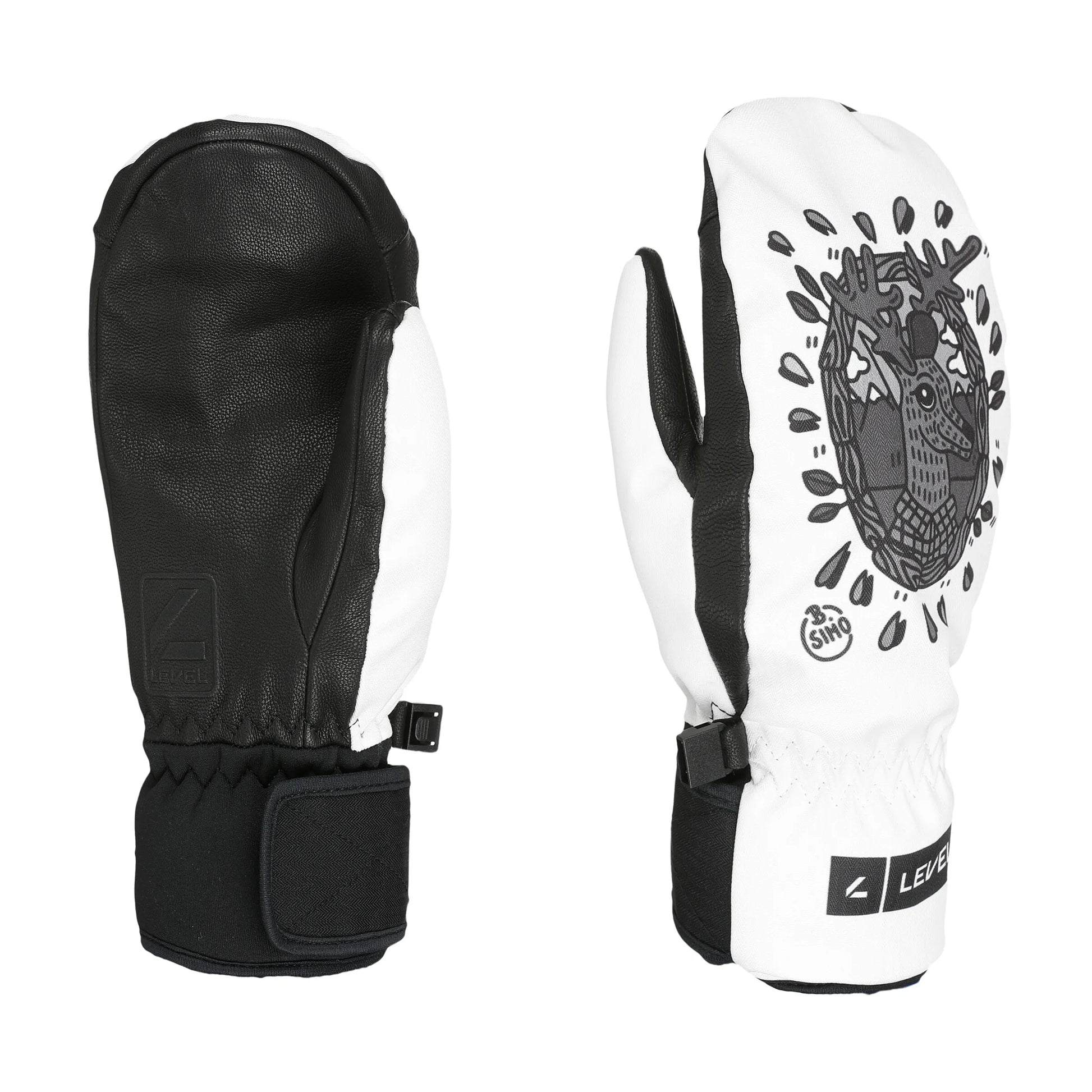 Level Gloves Vertigo Pro Ski Snowboard Mittens PK white