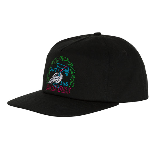 Slime Balls All Nighter Snapback Unstructured Mid Hat Black One Size Unisex