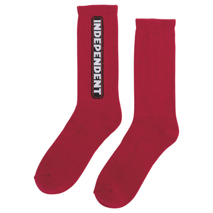 Independent Men's Bar Logo Crew Socks Red 9-11, 1 Pair