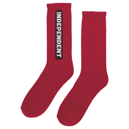 Independent Men's Bar Logo Crew Socks Red 9-11, 1 Pair