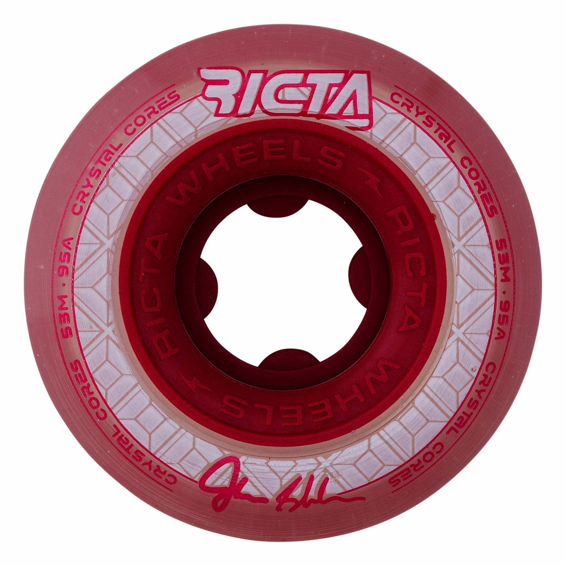 Ricta Wheels 53mm 95a Shanahan Crystal Cores Clear Metallic Red Skateboard Wheels