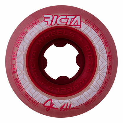 Ricta Wheels 53mm 95a Shanahan Crystal Cores Clear Metallic Red Skateboard Wheels