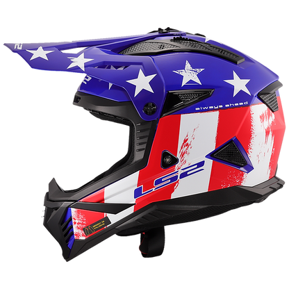 LS2 Gate II Battle Scar Full Face MX Motorcycle Helmet Gloss Red White Blue