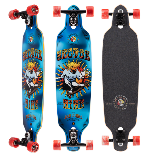 Sector 9 9erMini Fractal Blue Drop Through Longboard Complete