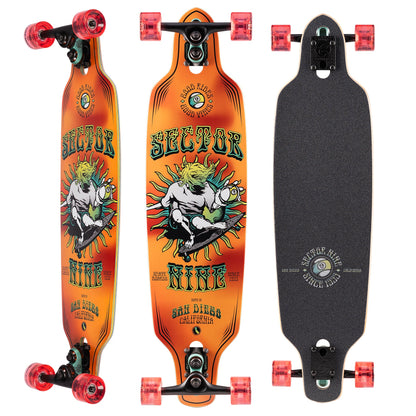 Sector 9 9erMini Fractal Orange Drop Through Longboard Complete