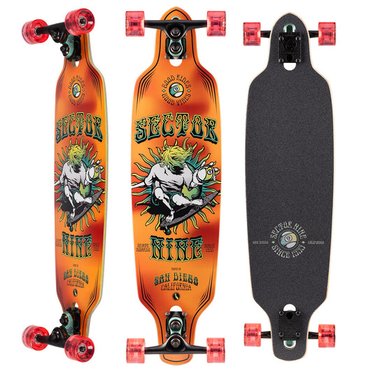 Sector 9 9erMini Fractal Orange Drop Through Longboard Complete