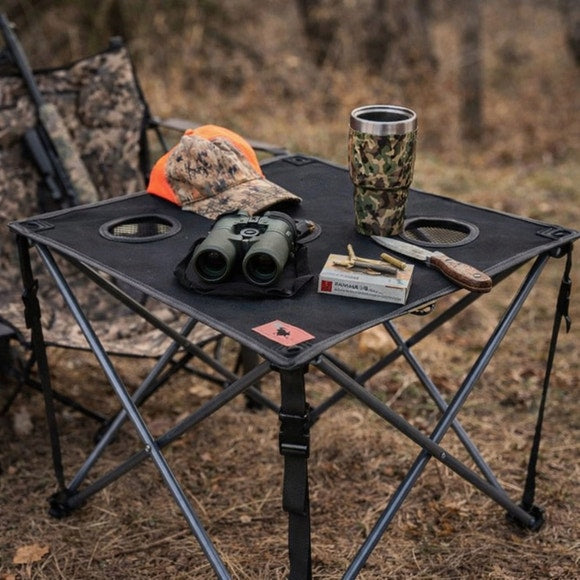 Folding Table With Cup Holders and Carry Bag