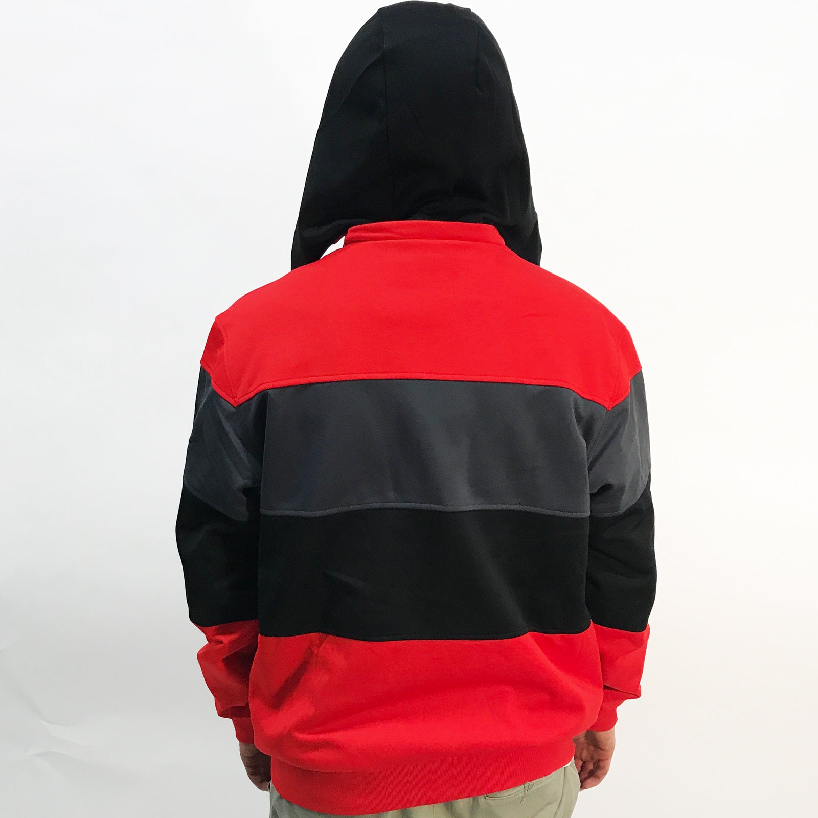 Peak Men's Shield Full Zip Knit Hooded Jacket Red Black