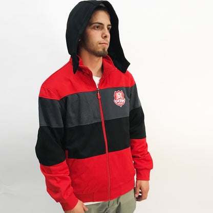 Peak Men's Shield Full Zip Knit Hooded Jacket Red Black