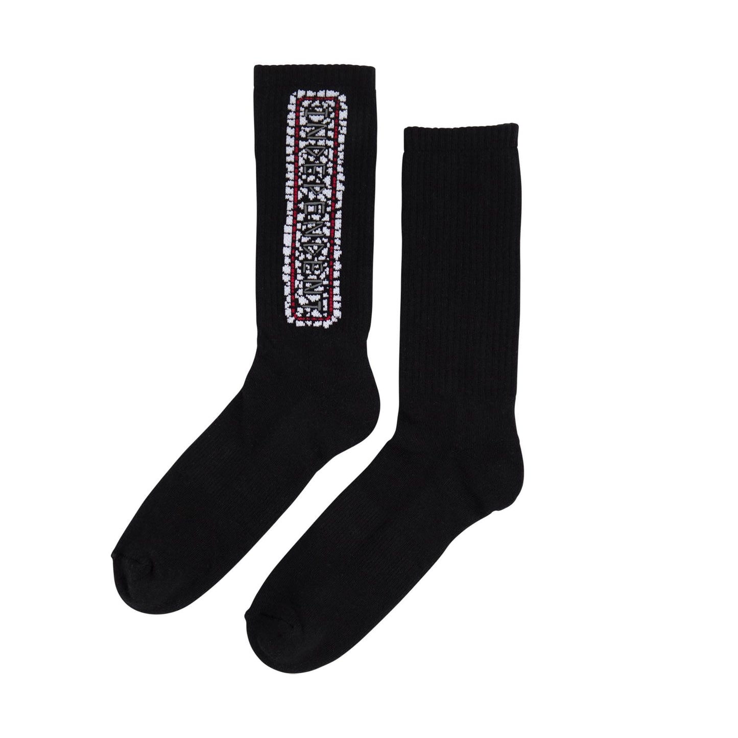 Independent Men's Tile Bar Crew Socks Red 9-11, 1 Pair Black