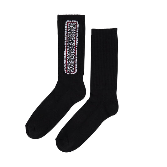 Independent Men's Tile Bar Crew Socks Red 9-11, 1 Pair Black
