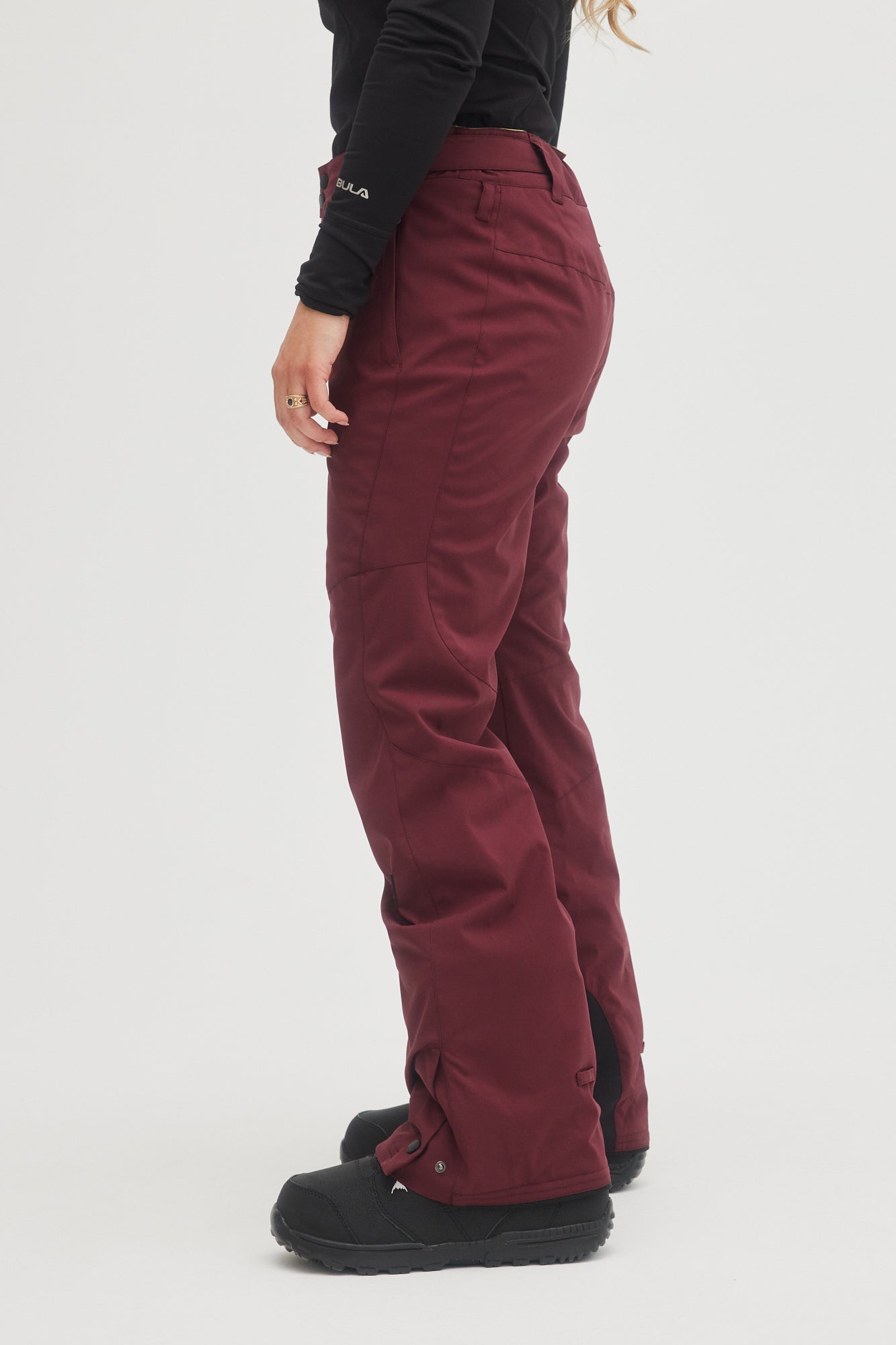 Oneill womens ladies star slim 10K waterproof ski snowboard pant windsor wine maroon purple side