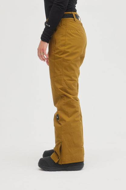 Oneill womens ladies star slim 10K waterproof ski snowboard pant plantation tan mustard yellow side