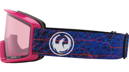 Dragon Alliance DXT OTG Small Fit Youth Flat Lens Ski Snowboard Goggles Scribble Blue Red Purple Pink Light Rose Lens Band