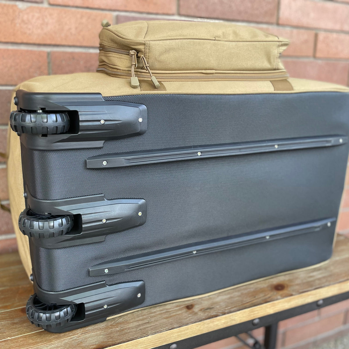 Wolftraders AlphaRoller Wheeled Deployment Luggage Bag Coyote Wheels and Tracks 