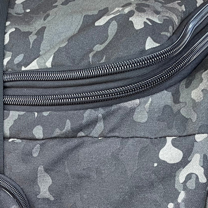 Wolftraders AlphaRoller Wheeled Deployment Luggage Bag Black Camouflage Zipper Detail