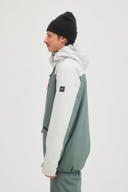 Oneill Mens Guys Mans Diabase Jacket 10K Waterproof Ski and Snowboard Winter Coat Balsam Green Color Block Side