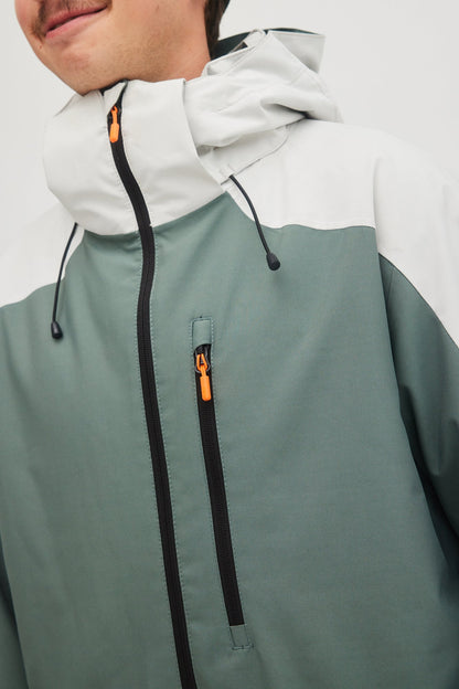 Oneill Mens Guys Mans Diabase Jacket 10K Waterproof Ski and Snowboard Winter Coat Balsam Green Color Block Chest Pocket Zip