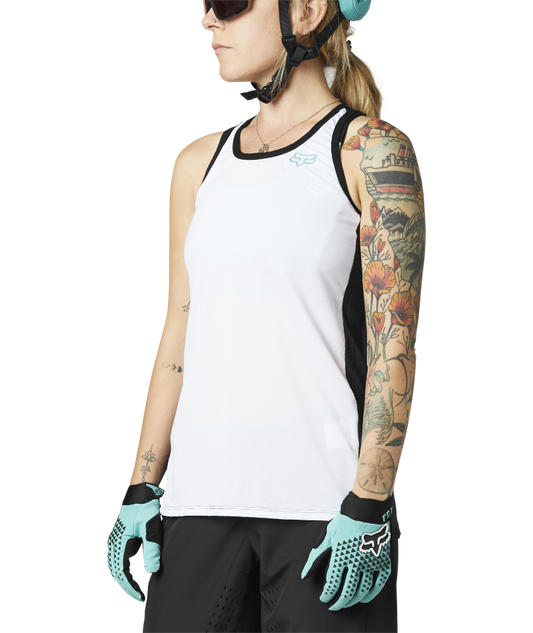Fox Racing Womens Flexair Tank MTB Mountain Bike Jersey White Front Left