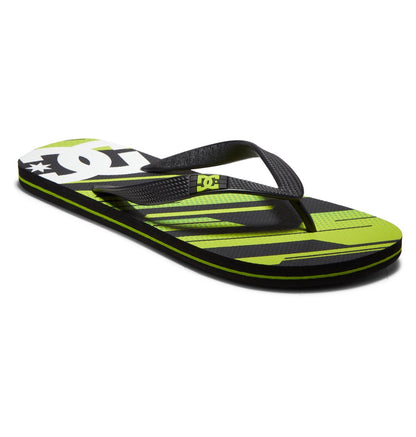 DC Shoes Men's Spray Flip Flops Metallic Green Black Front Angle