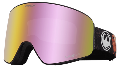Dragon Alliance PXV Flat Lens Ski Snowboard Goggles Ranalter SignatureBlack Peach Pink Ion Mirror Lens Profile