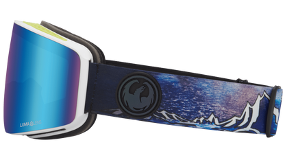 Dragon Alliance PXV Flat Lens Ski Snowboard Goggles Iguchi Signature Blue Blue Ion Mirror Lens Band