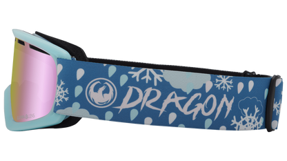 Dragon Alliance Little Lil D Kids Child Youth Ski Snowboard Goggles Snow Dance Light Blue Pink Ion Mirror Lens Band