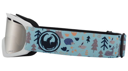Dragon Alliance Little Lil D Kids Child Youth Ski Snowboard Goggles Forest Friends Blue Silver Ion Mirror Lens Band