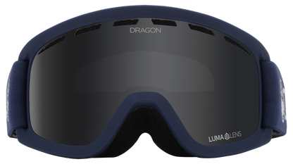 Dragon Alliance Little Lil D Kids Child Youth Ski Snowboard Goggles Shadow Lite Blue Dark Smoke Grey Lens Front Face