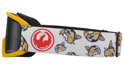 Dragon Alliance Little Lil D Kids Child Youth Ski Snowboard Goggles Lil Koi Yellow White Dark Smoke Gray Lens Band