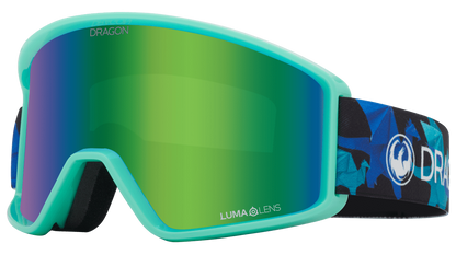 Dragon Alliance DXT OTG Small Fit Youth Flat Lens Ski Snowboard Goggles Origami Blue Teal Green Ion Mirrored Lens Profile