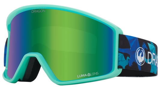 Dragon Alliance DXT OTG Small Fit Youth Flat Lens Ski Snowboard Goggles Origami Blue Teal Green Ion Mirrored Lens Profile