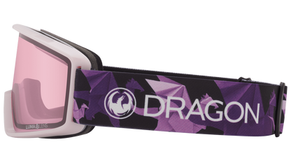 Dragon Alliance DXT OTG Small Fit Youth Flat Lens Ski Snowboard Goggles Origami Pink Purple Light Rose Lens Band