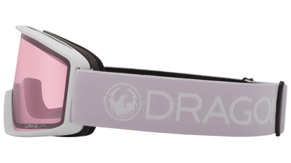 Dragon Alliance DXT OTG Small Fit Youth Flat Lens Ski Snowboard Goggles Lilac Lite Pink Light Rose Lens Band