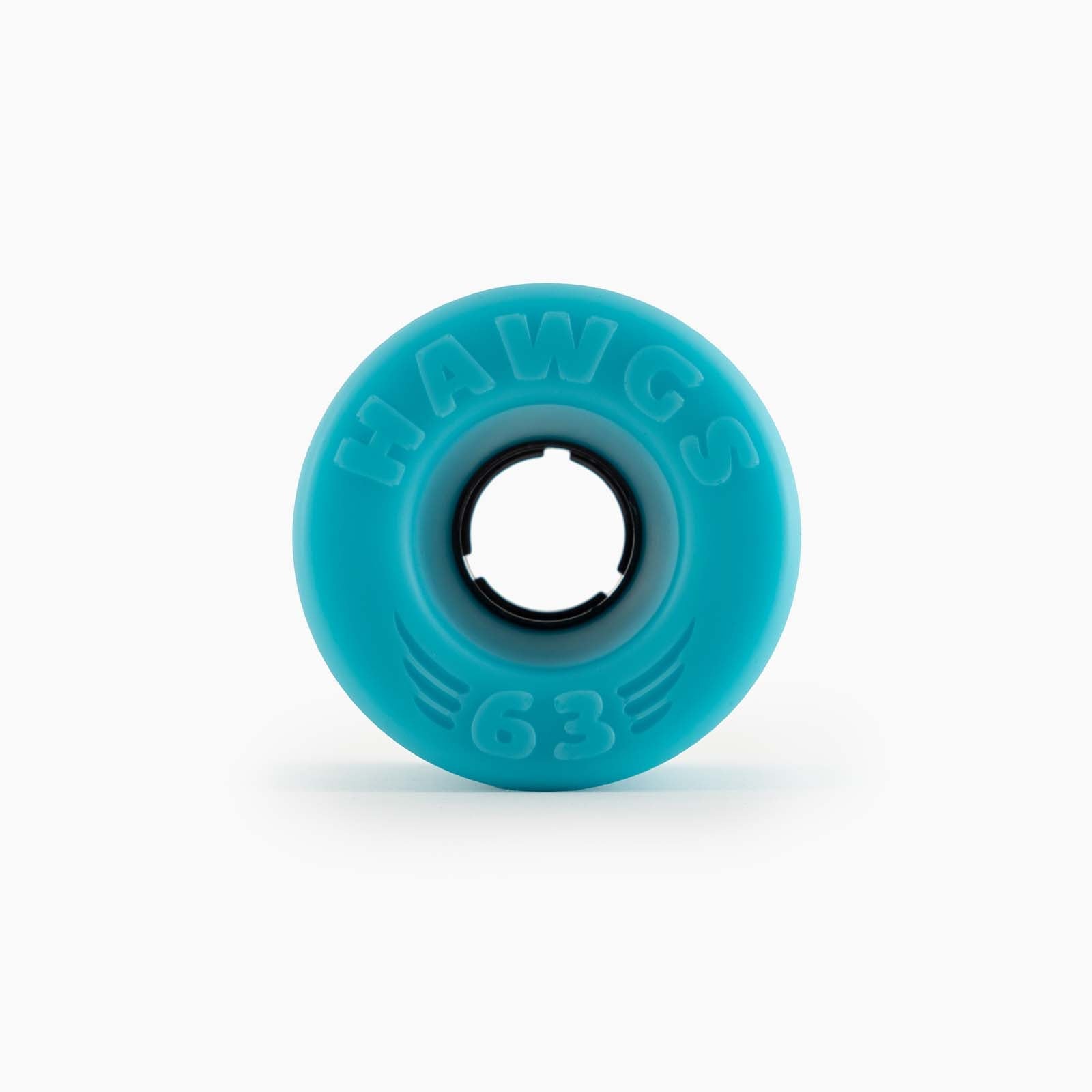 Hawgs Wheels 63mm Doozies Blue 78a Stone Ground Cruiser Freeride Longboard Wheels Front